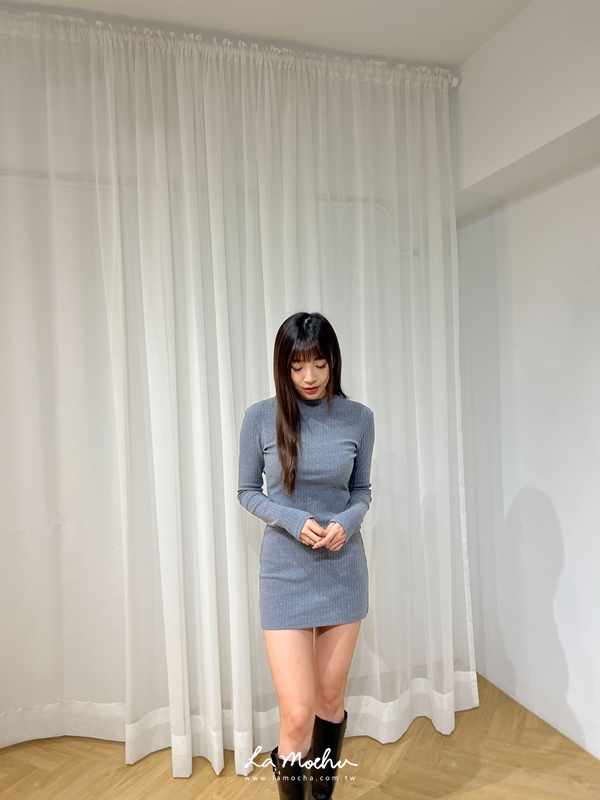 綁帶美背坑條短洋裝